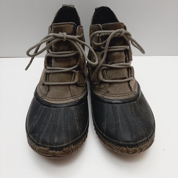 SOREL Out 'N About Waterproof Duck Rain Ankle Boot Bootie Leather Taupe Sz 9 - Picture 5 of 16